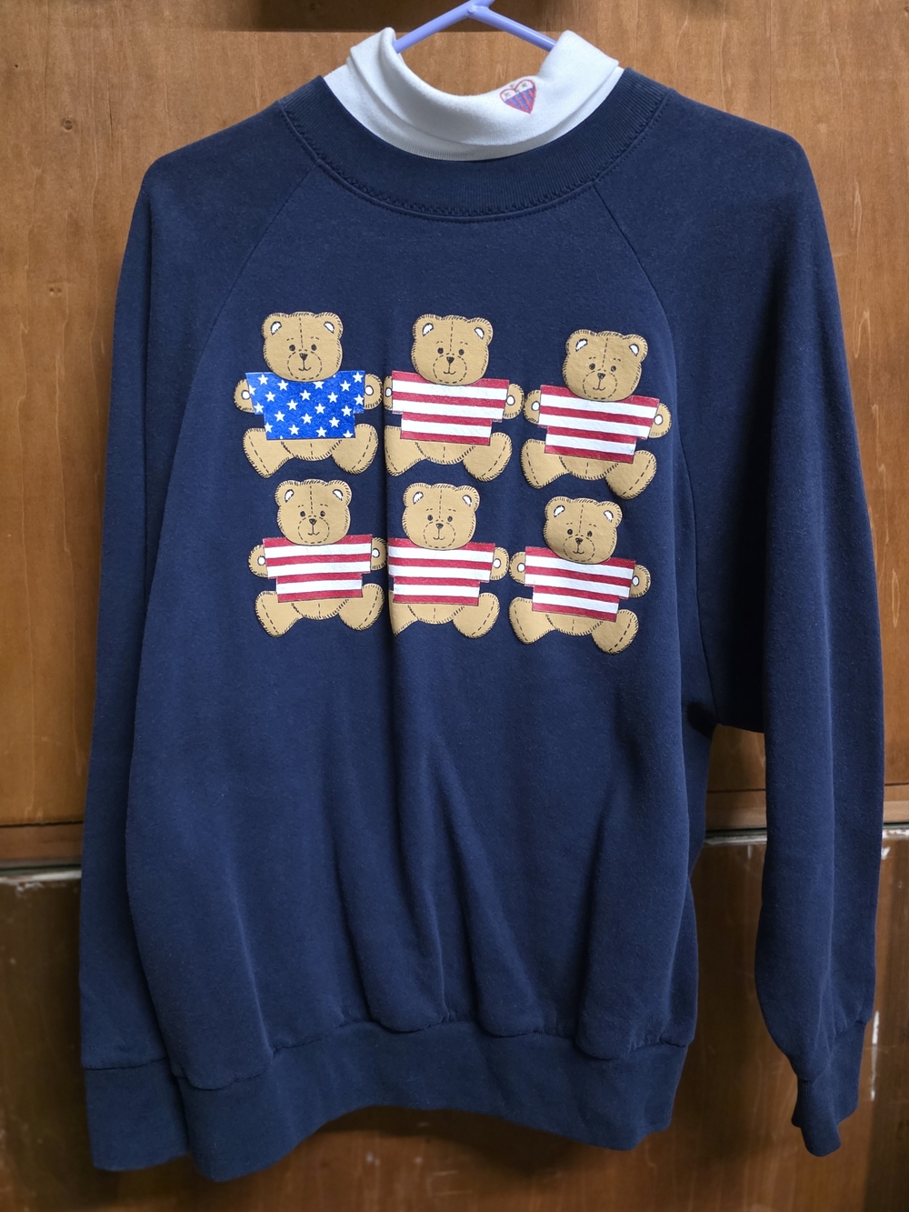 Navy Teddy Bear Graphic Crewneck Sweatshirt - Unbranded
